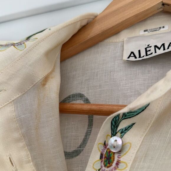 Alemais Meagan Printed Button Front Mini Dress AU 8 US 4 Linen Resortwear - Picture 7 of 13